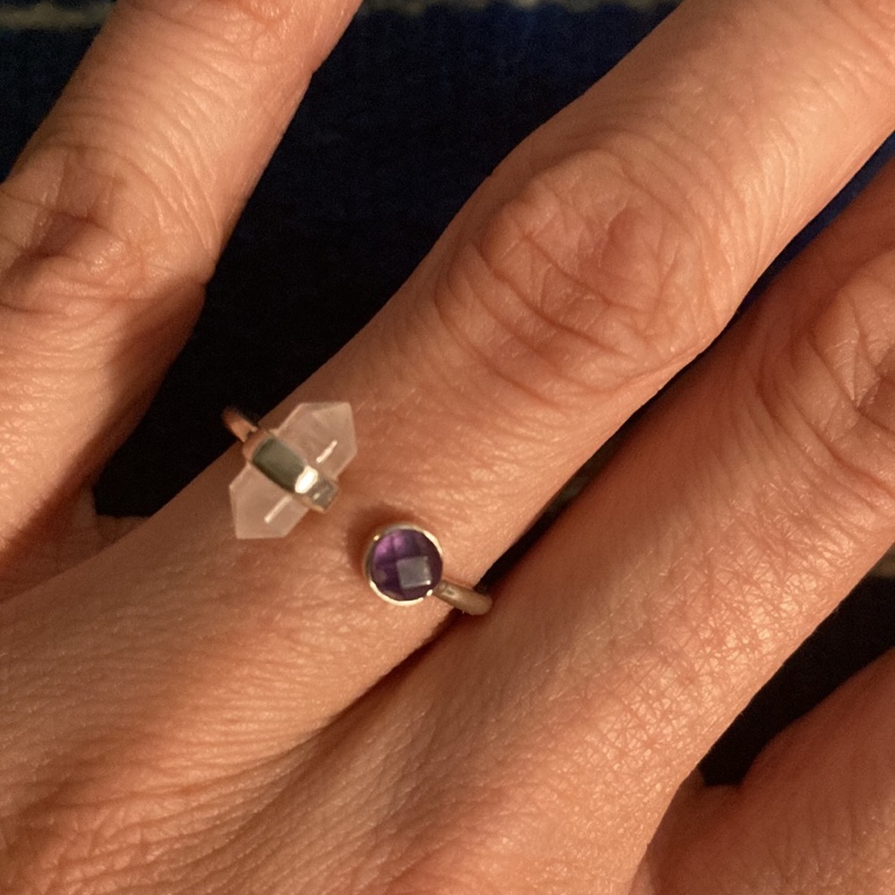 Unique Adjustable Silver And Gemstone Ring Rose Q… - image 5